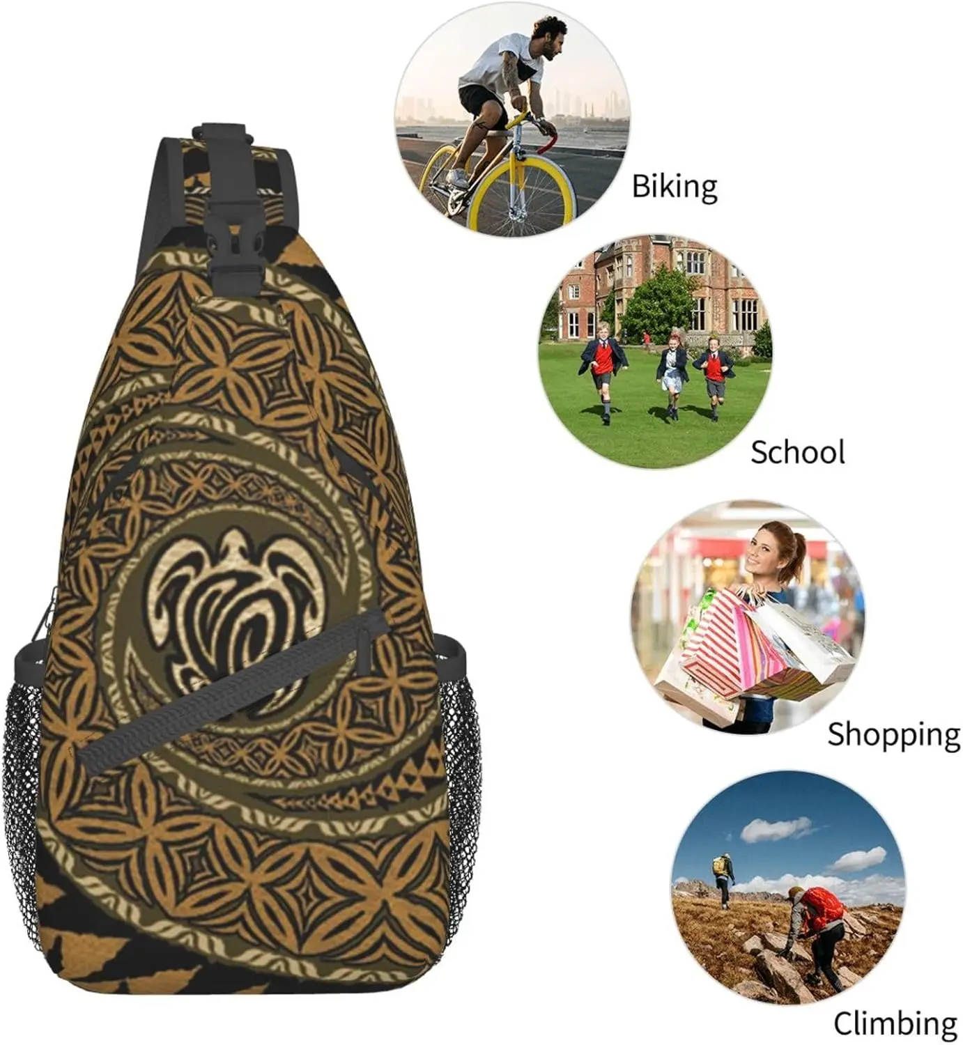 حقيبة ظهر كروس بودي مطبوعة على شكل سلحفاة من Honu حقيبة صدر متقاطعة للسفر والمشي لمسافات طويلة وصالة الألعاب الرياضية للاستخدام التكتيكي وقابلة لإعادة الاستخدام ومتعددة الأغراض #5