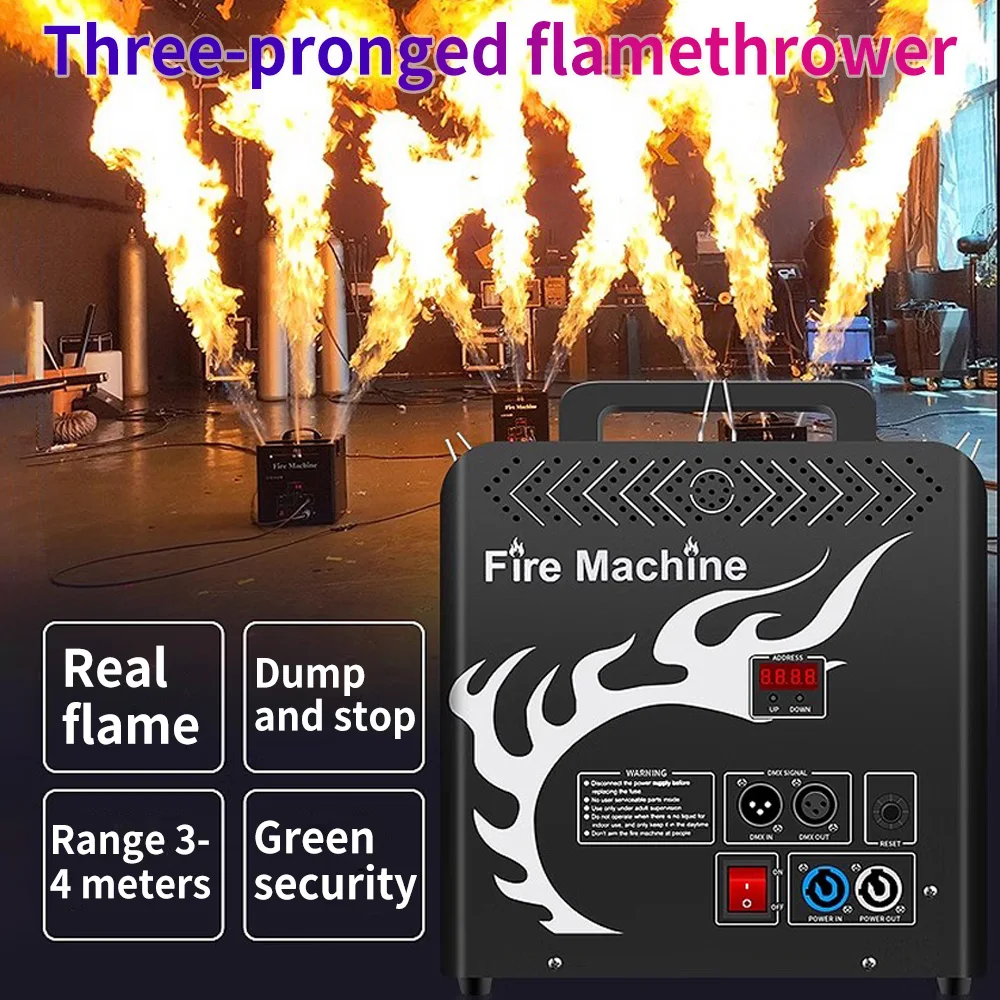 

3 Head Flamethrower DJ Stage Effect Flame Spraying Machine DMX512 Flame Manufactur Machine Professional Performance Equipment