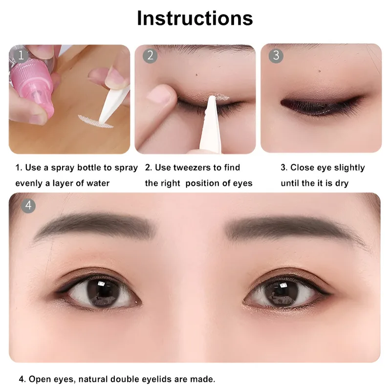 Cinta autoadhesiva para párpados dobles, pegatina Invisible de malla de encaje, pasta para párpados, tiras naturales, herramientas de maquillaje para levantamiento de ojos en forma de oliva