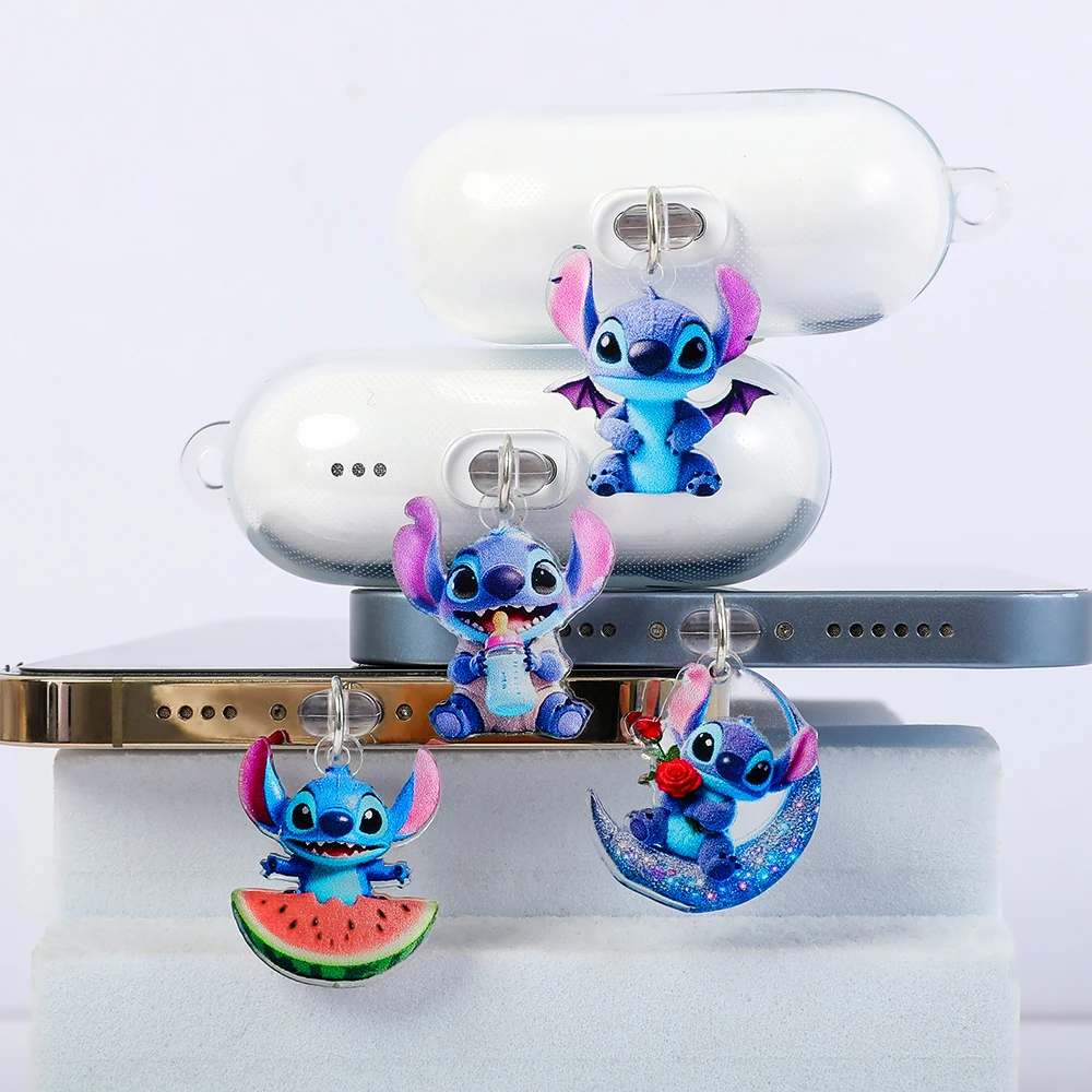 سدادات غبار الهاتف Stitch - واقي منفذ ديزني ليلو وستيتش اللطيف، غطاء متين مضاد للغبار لأجهزة iPhone وAndroid