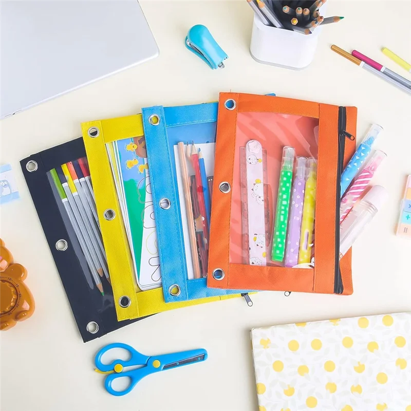 30 عبوة من حقيبة أقلام الرصاص، حقيبة أقلام رصاص لـ 3 حلقات، حقيبة أقلام رصاص بسحاب للمدرسة والمنزل والمكتب