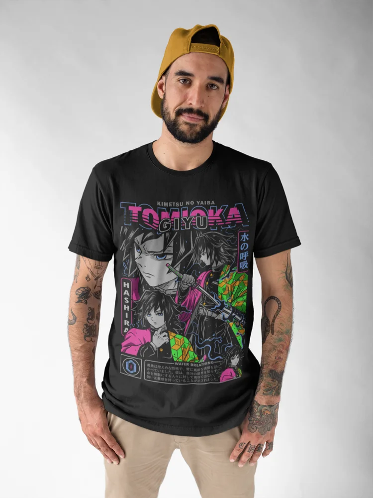 Giyu Tomioka T-Shirt Demon Slayer Kimetsu No Yaiba Anime Shirt Size All Size