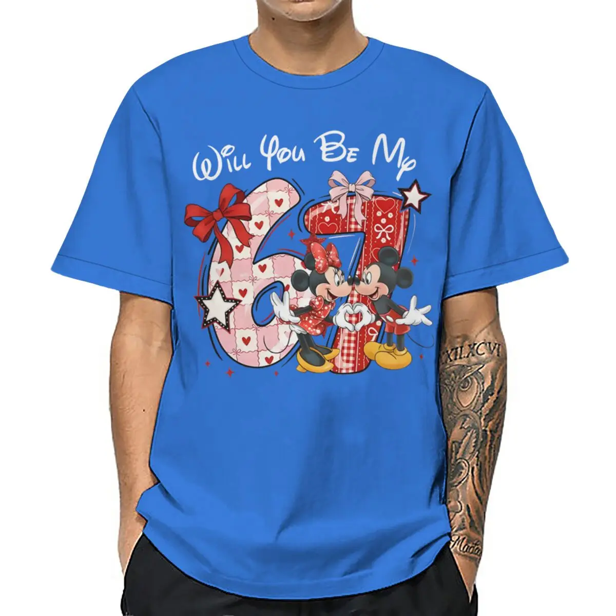 "سوف أن تكون بلدي." ميكي ماوس ستة سبعة جرافيك تي شيرت كلاسيكي أنيمي شخصية عيد الحب القطن Y2K بلايز النساء 67 تيز