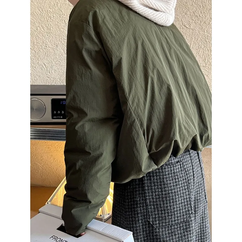 Round Neck Cropped Bread Padded Jacket Women's Winter 2025 New Korean Version Baseball Jacket Jacket Top