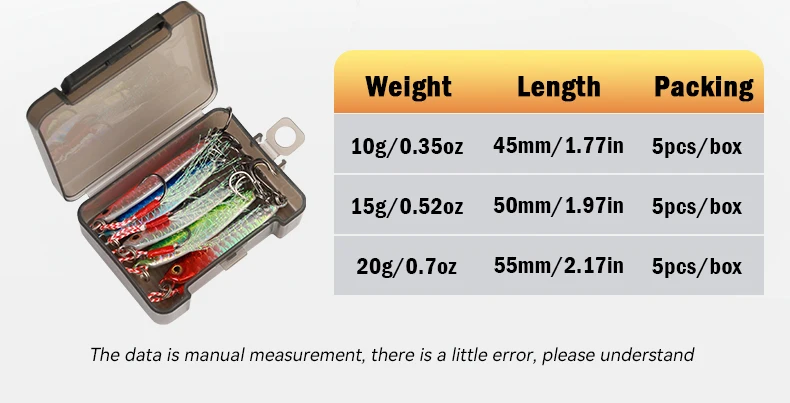 LEYDUN 10g 15g 20g Metall-Jig-Angelköder 5 Stück Trolling-Hartköder Bass-Seelocken Tackle Forellen-Jigging-Köder Jigs Salzwasser – Detail 11