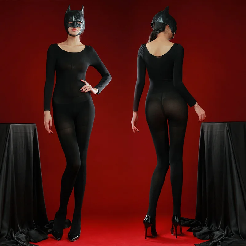 

Sexy One-Piece Stockings 120D Velvet Open Crotch Jumpsuit Autumn Winter Warm Unisex Tight One-Piece Large Size
