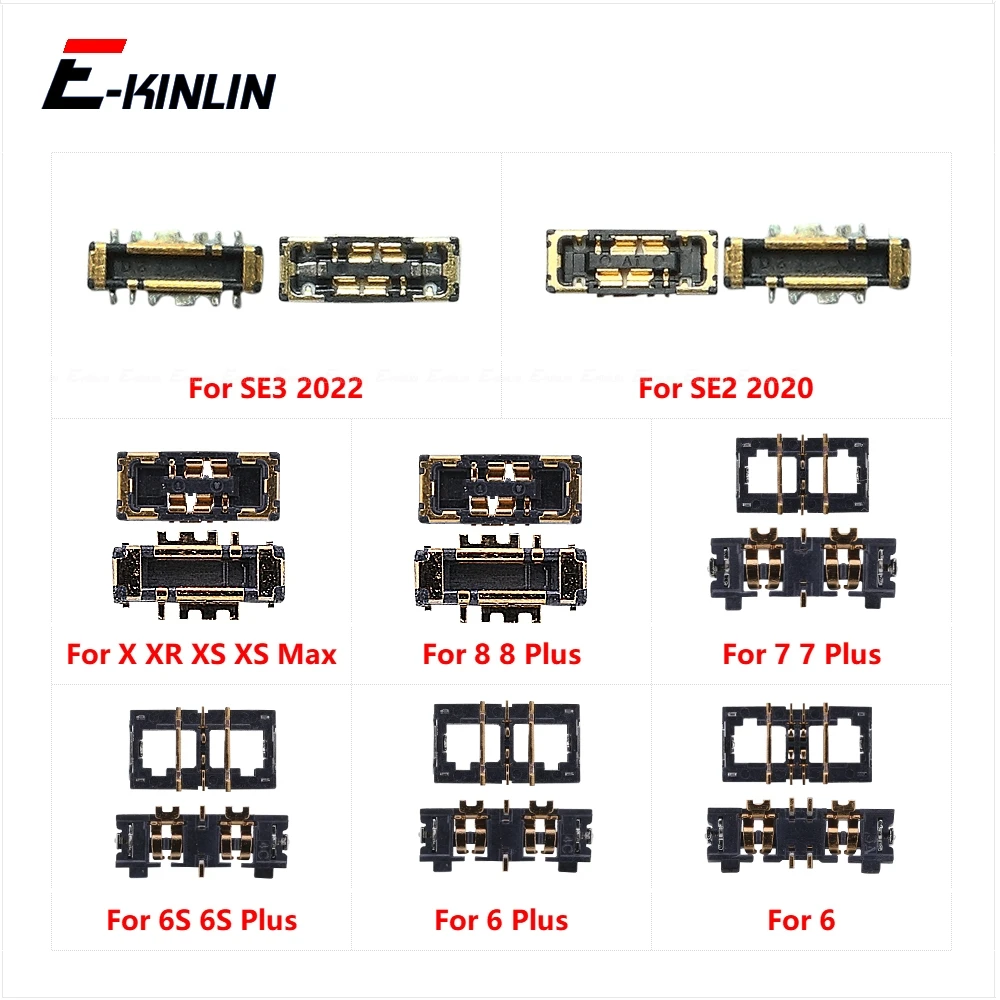2pcs\lot Battery FPC Connector For iPhone 6 6S 7 8 Plus X XR XS Max SE 2020 2022 SE2 SE3 On Board Mainboard Flex Cable