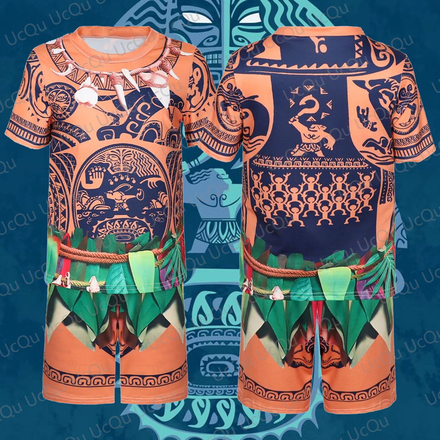 2024 New Arriavl Cos Stage Costume Cosplay Set Moana 2 Maui 3D Printed Short Sleeve Tops