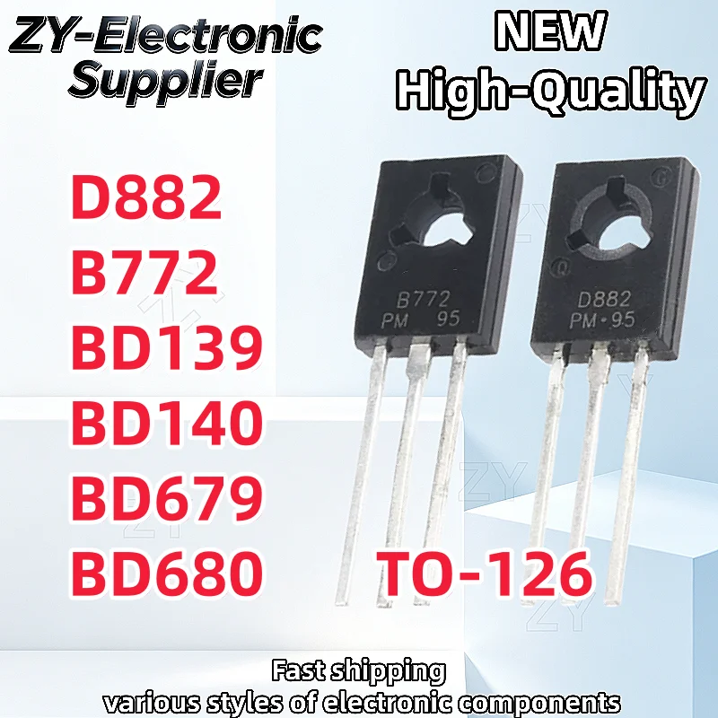 【20PCS】TO-126 BD139 BD140 BD679 BD680 2SD882 2SB772 D882 B772 NPN/PNP Best Quality In Stock