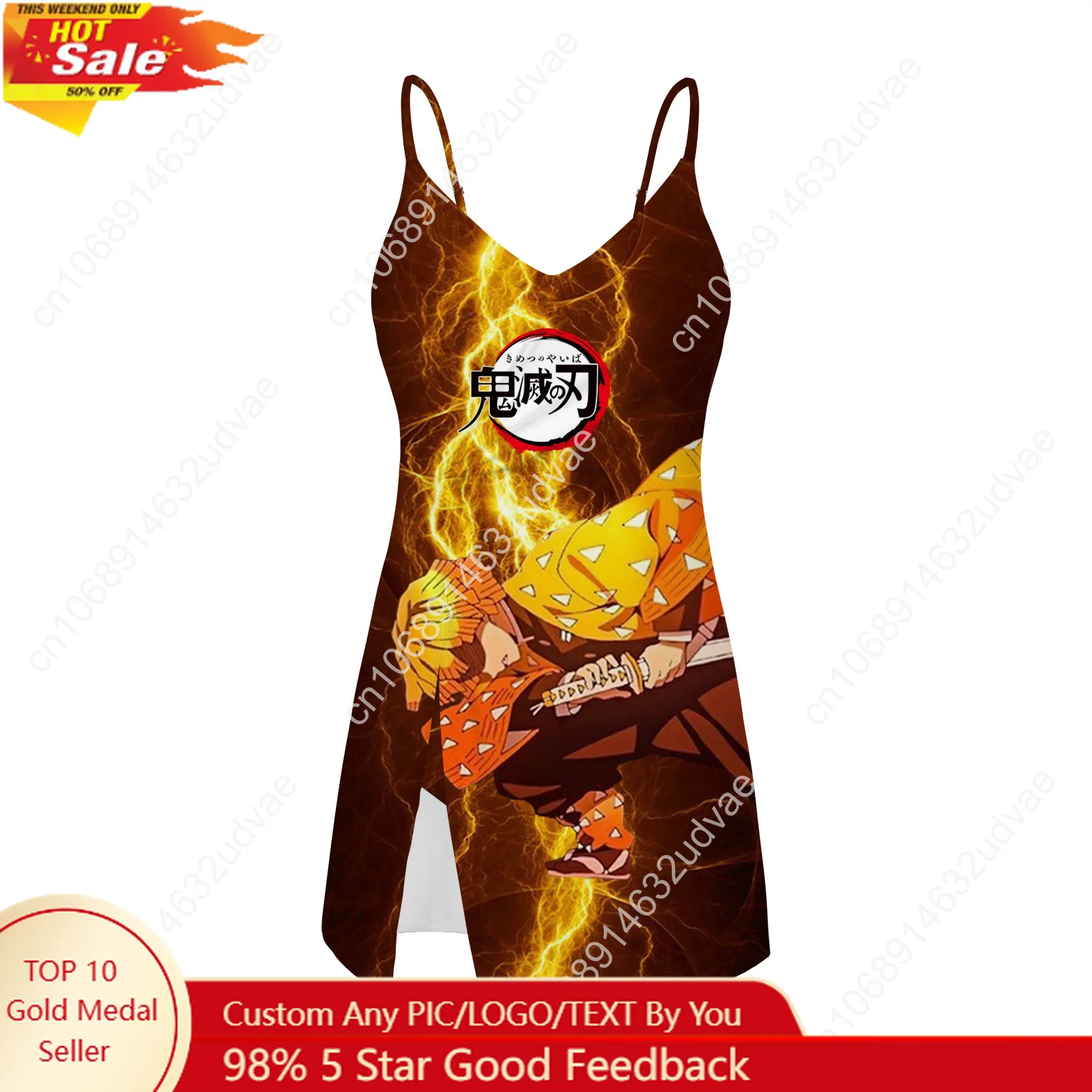

Agatsuma Zenitsu Demon Slayer Sling Dress Swimsuit Womens Bathing Suits Personalized Swimwear Beach Bikini Custom Made Beachwear