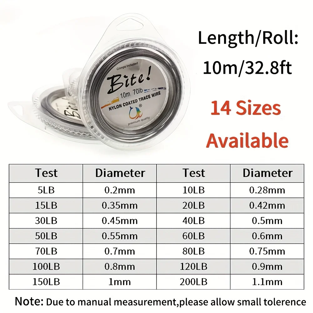 32,8 Fuß Angeln 7 Stränge geflochtener Edelstahldraht Nylonbeschichteter Spurdraht 5 lb-200 lb Rigs Jigging Köder Angeln Vorfachschnur – Detail 3