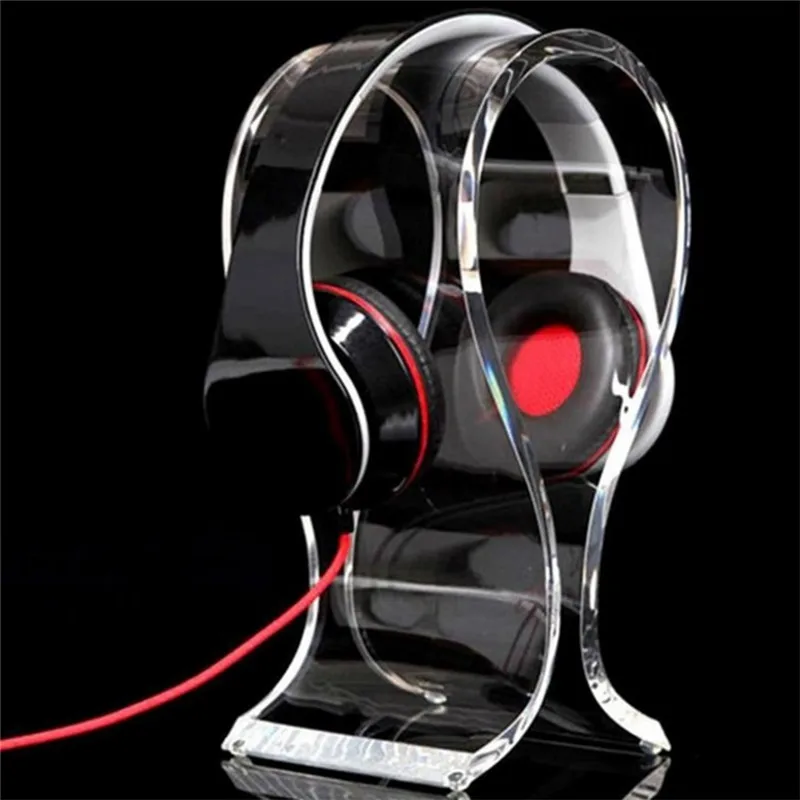 1pc Universal Acrylic Headphone Headset Display Stand Rack Hanger Holder Clear Earphone Desk Shelf Bracket