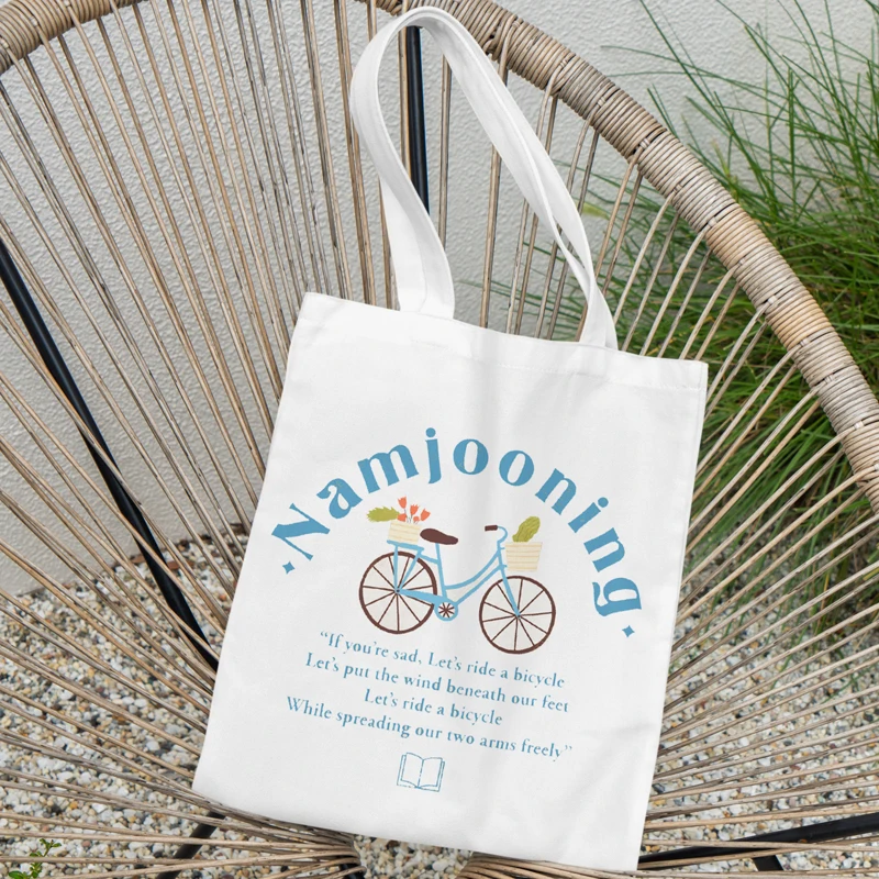 Namjooning Printed Canvas Pouch Casual Large Handbag Women\'s Environmental Shopping Handbag Large Capacity Bag Washable Pouch