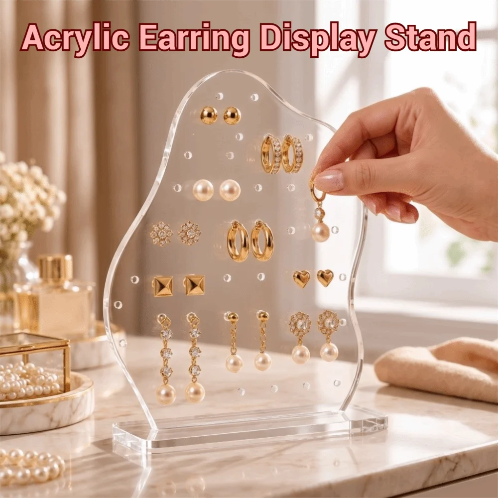 Transparent Acrylic Earring Display Stand Clear High-End Jewelry Display Rack Large capacity Minimalist Earring Holder
