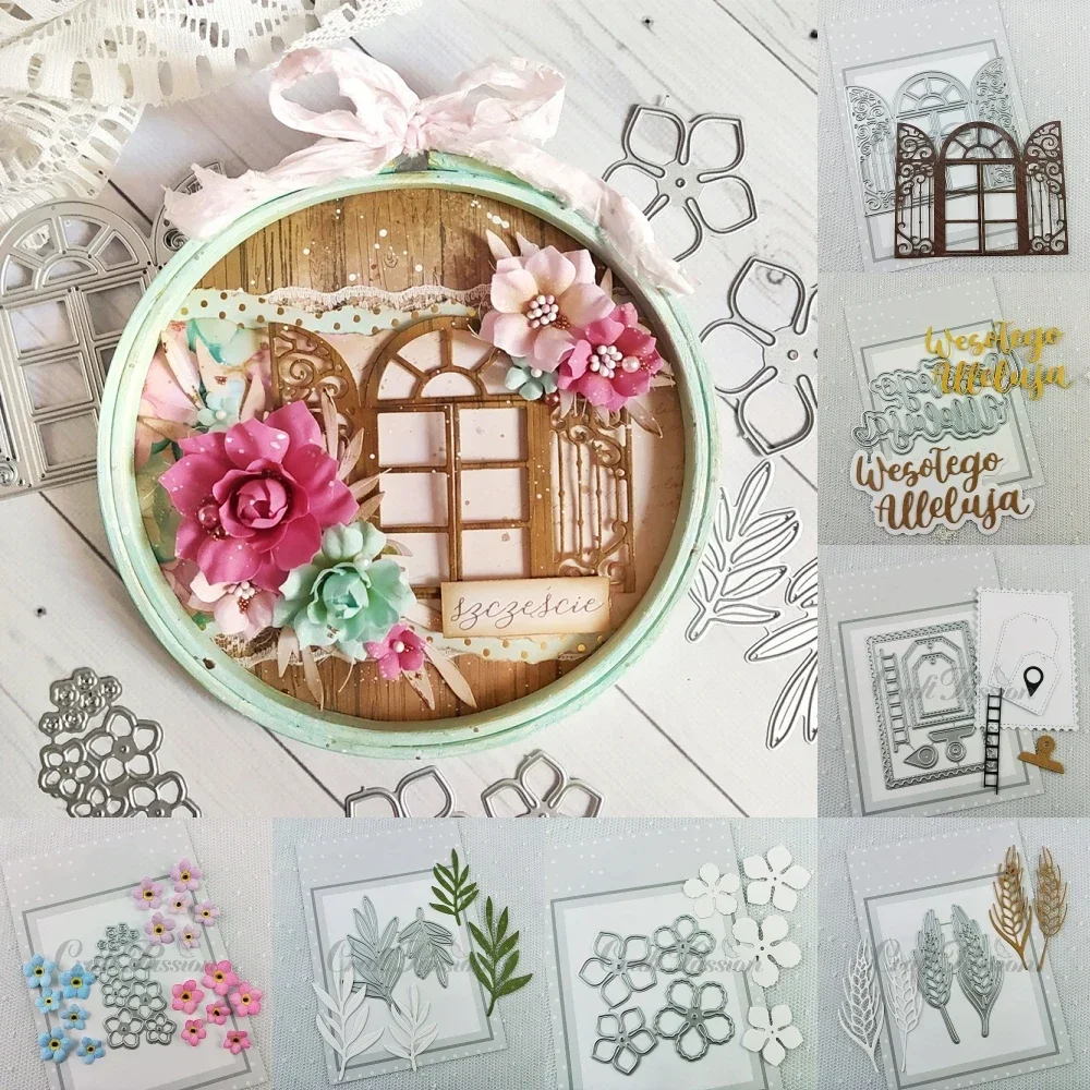 Piggy Craft metal cutting dies cut die mold Flower leaf photo frame Scrapbook paper craft mold blade punch stencils dies