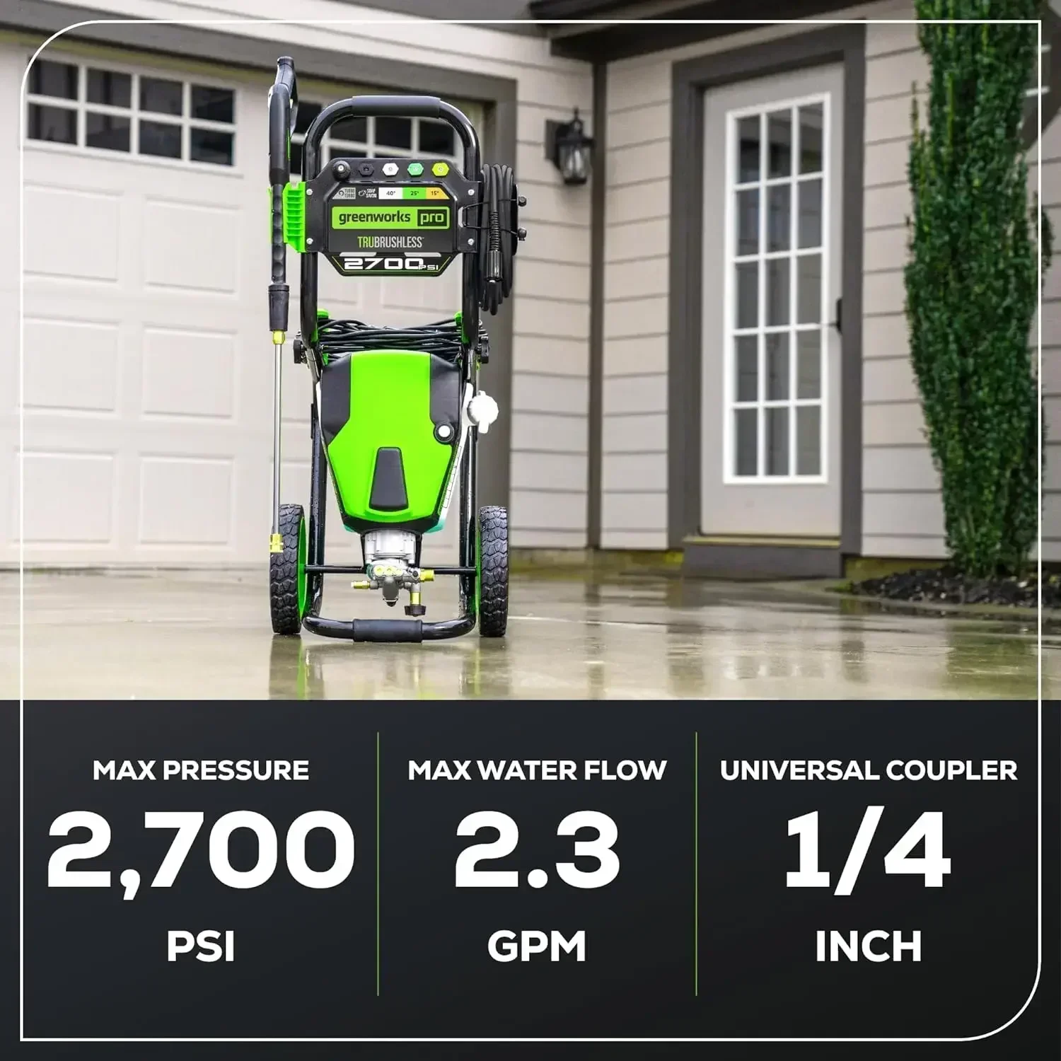 2700 PSI Pressure Washer (2.3 GPM Max) with Foam Cannon - Powerful