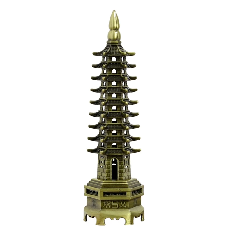 Feng Shui Alloy 3D Model Chinese Wenchang Pagoda Tower Crafts Statue Decoration