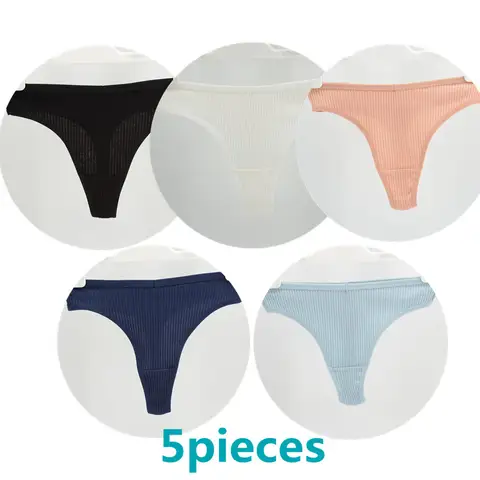 5 PCS/Set Women's Cotton  Panties Seamless Thong Waist Female Striped Underwear SexyBikini Briefs Comfortable Lingerie  Clothing