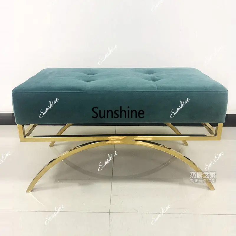 

Nordic living room shoe changing stool stainless steel lounge bench
