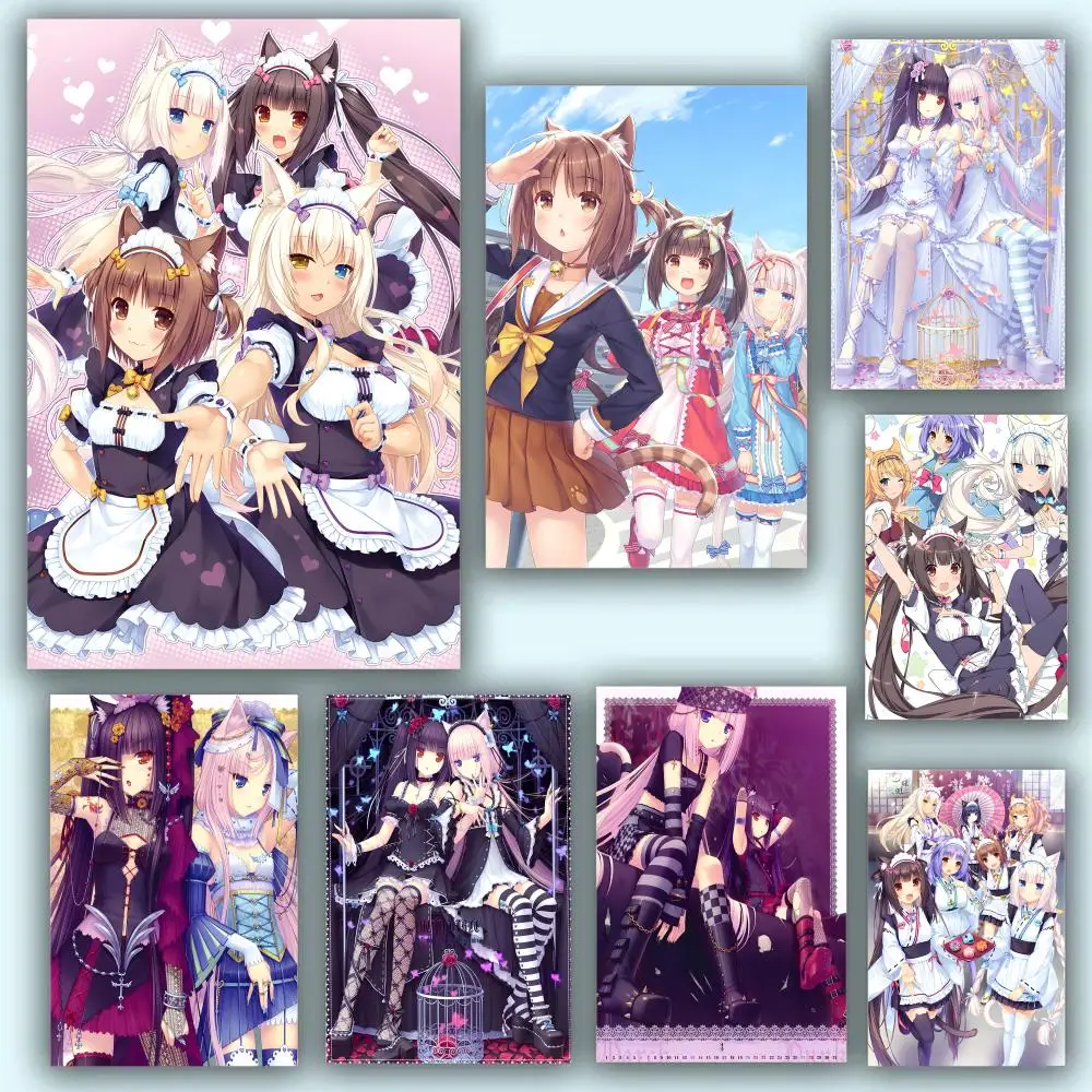 Nekopara Neko Para Chocola Vanilla Anime cartel clásico HD Anime tema caliente cantante/OST/película-autoadhesivo impermeable decoración del hogar