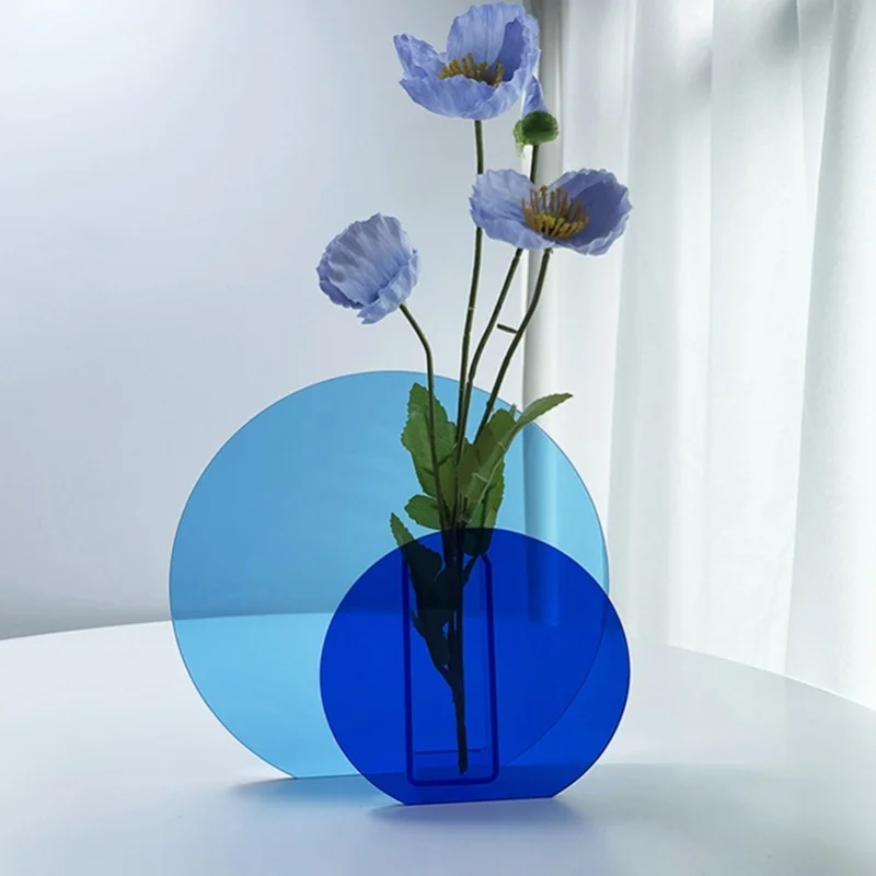 Neon Acrylic Vase Easy To Keep Clean Fashionable Geometric Acrylic Floral Vase For Home Decoration Major And Minor Circle