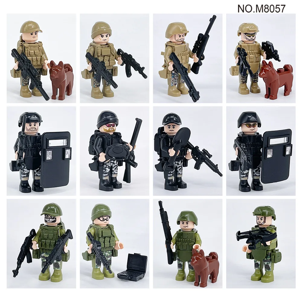 MOC Military Figures Assemble Building Blocks Special Forces Police Weapons Toy Accessory DIY Educational Model Bricks