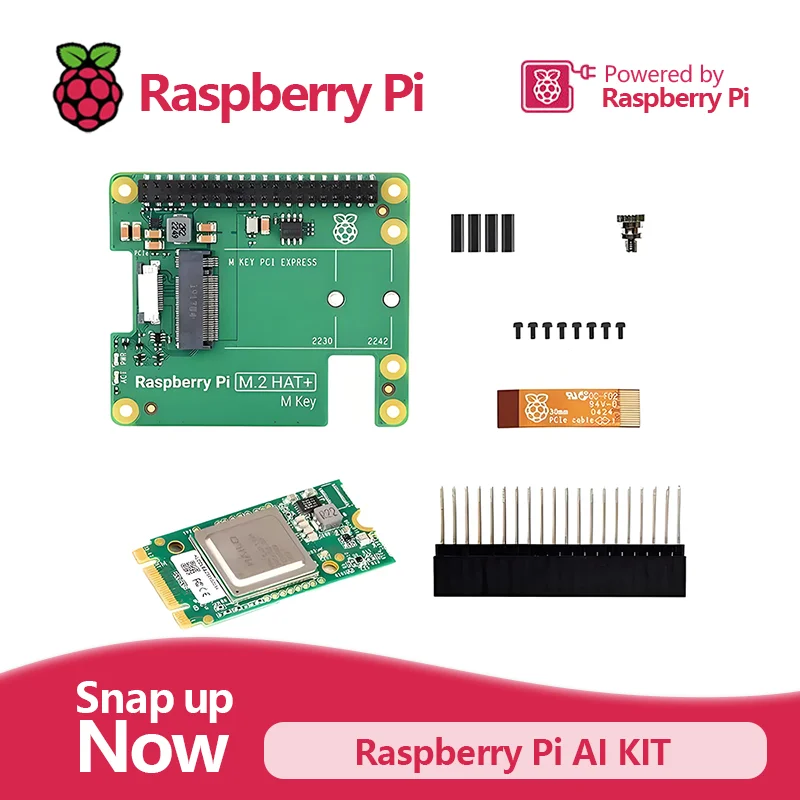Raspberry Pi AI Kit, Oficial M.2 HAT + com Hailo-8L Accelerator