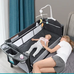Cama de bebé portátil con mesa de pañales, camas para bebés recién nacidos, cama para dormir, cuna basculante para niños de 0 a 6 años