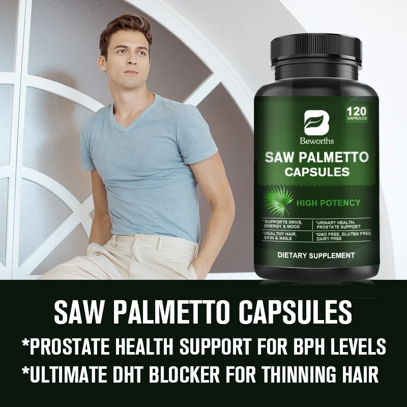 BEWORTHS Saw Palmetto Capsule Supports Prostate and Urinary Health Hair Growth Reduces Hair Loss Male Health Supplements