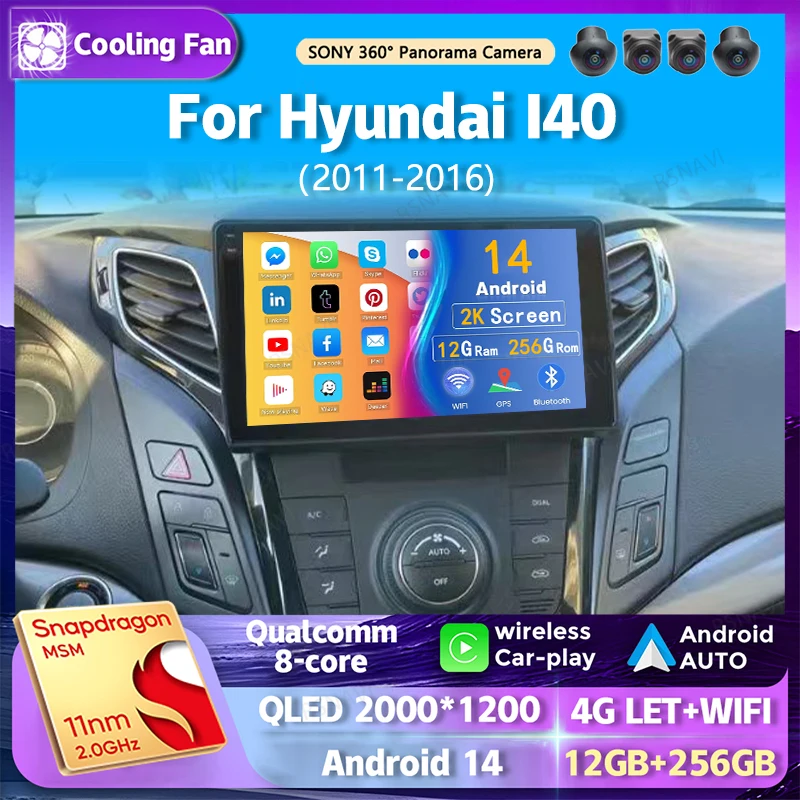 

Android 14 Wi-Fi + 4G Carplay АВТО Автомобильное Радио для Hyundai I40 2011-2016 Навигация GPS Видеоплеер Стерео Мультимедиа DVD DSP 2 DIN