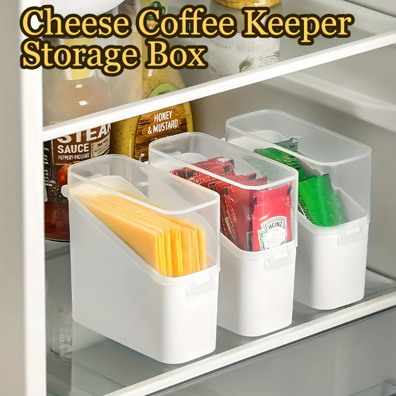 Refrigerator Organizer Case Tea Bags Cheese Coffee Keeper Storage Tilted Clear Small Item Container Kitchen Lid Sorting Boxes
