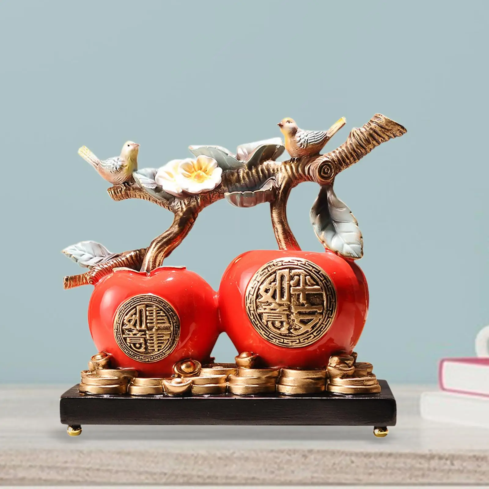 Persimmon Statue Tabletop Ornament Resin Figurine Traditional Gift Decorative
