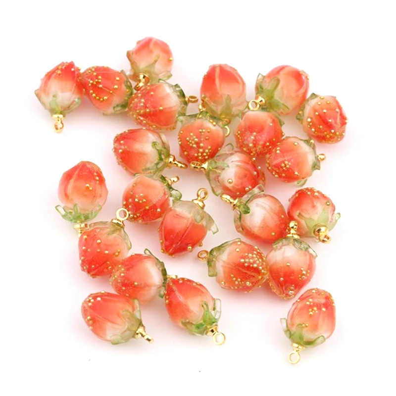 3D Strawberry Fruit Resin Charms orecchino pendente fatto a mano per gioielli fai da te che fanno ciondoli per bracciale collana