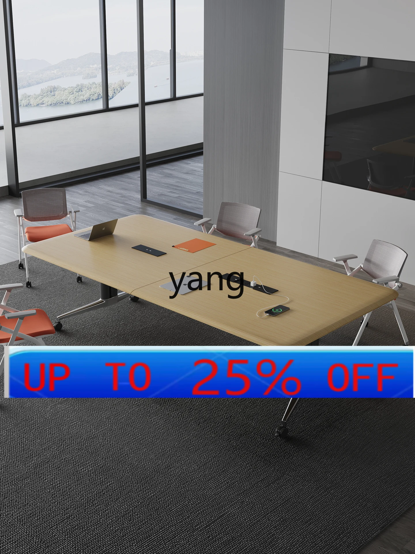 LM folding conference table and chair combination movable splicing desk