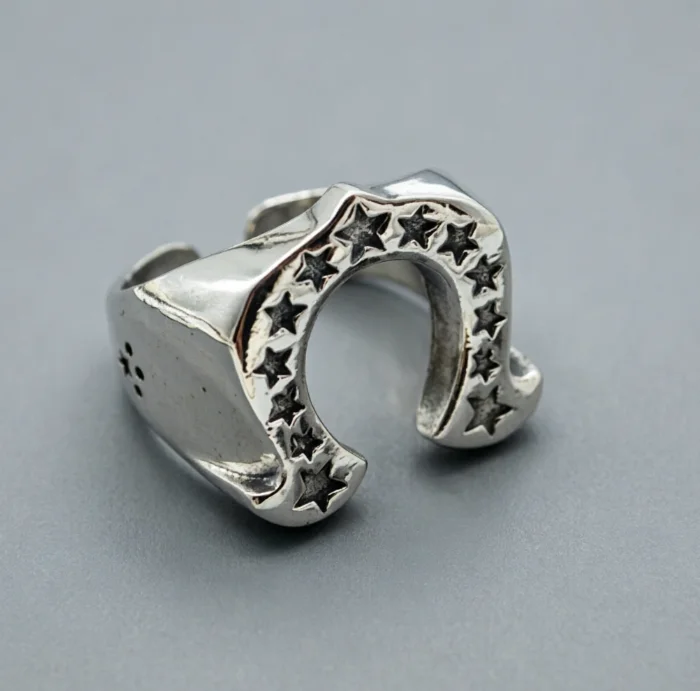 

New S925 sterling silver ornament ring five-pointed star Korean style Dongda door decoration men's and women's fashion