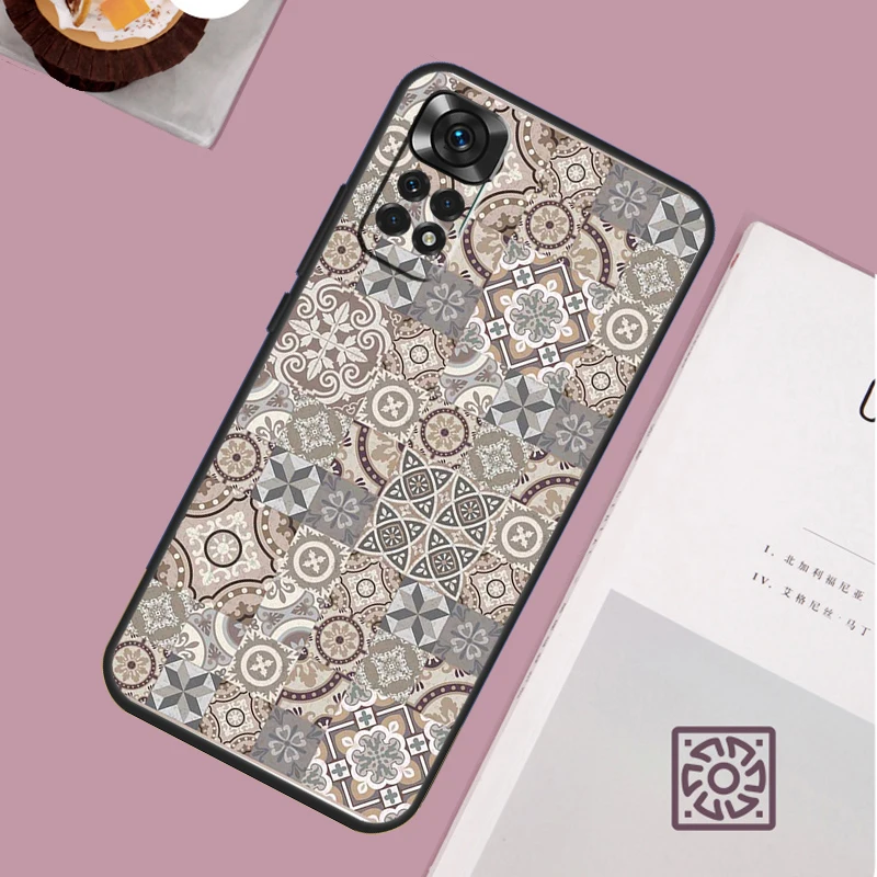 Boho Tile Mosaic Aesthetic Case For Xiaomi Redmi Note 12 11 8 9 10 13 Pro 12S 11S 10S 9S Redmi 13C 9C 10C 12C Cover