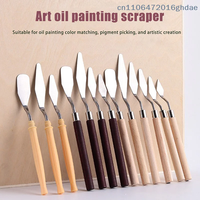 （Summer6）7 Pcs Stainless Steel Oil Painting Knives Artist Crafts Spatula Palette Knife Mixing Knife Scraper Art Tools