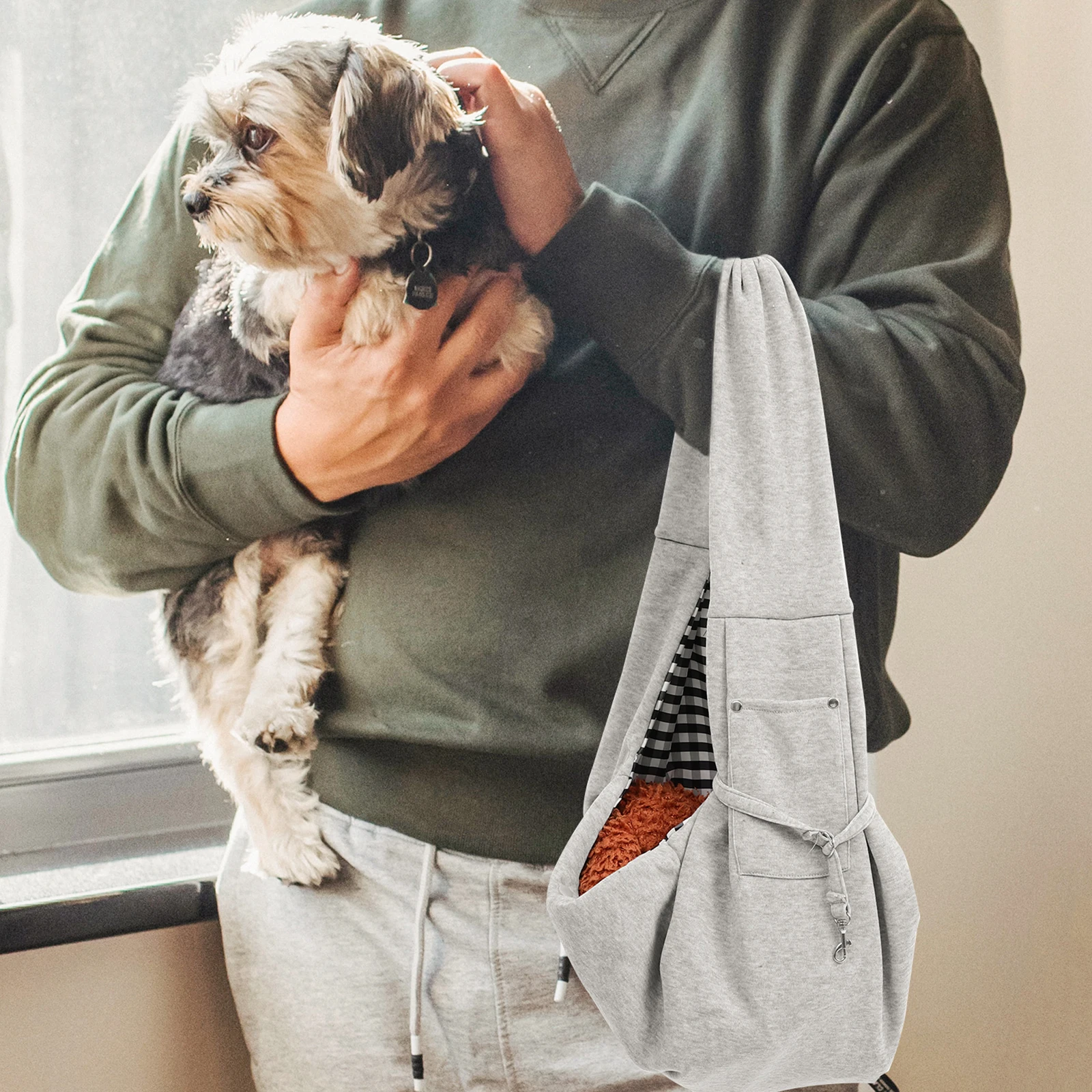 

Pet Bag Polyester Dog Carrier Grey Travel Small Dogs Lightweight Durable Portable Outdoor Hiking Camping Shopping Walking Pets