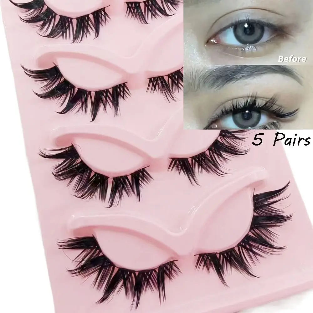 New 3D Faux Mink Manga Lashes Natural Dramatic Cat Eye Eyelashes End Eye Elongated Black Band Mink Lashes Eyelash Extension