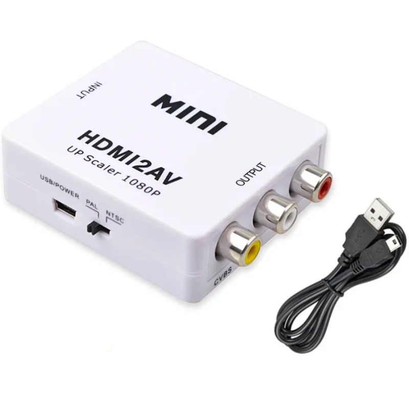 HDMI-compatible to RCA Converter AV/CVBS L/R Audio Video Set Top Box Up Scaler 1080P MINI HD2AV Support NTSC PAL Output HD To AV