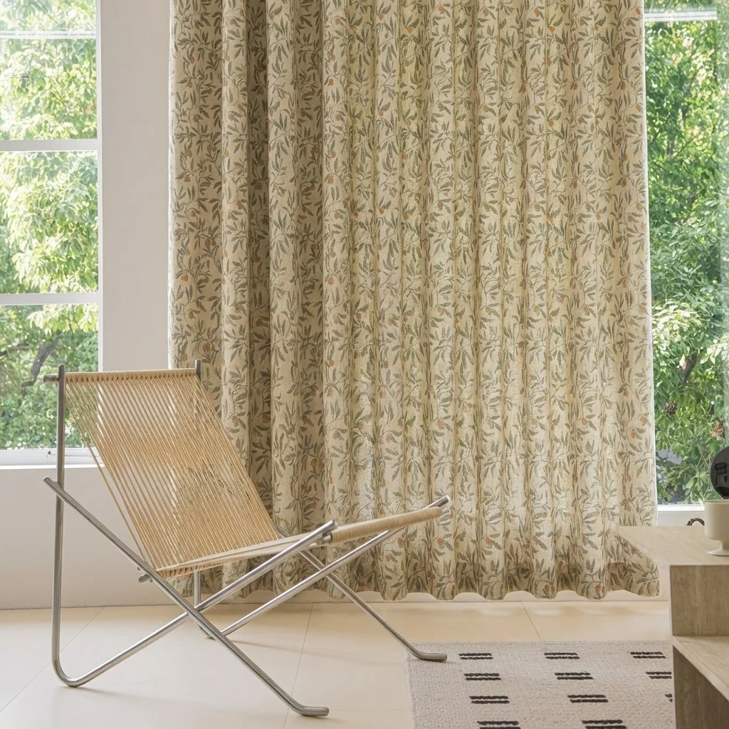 1PC French Luxury Transparent Curtain, Elegant Floral Pattern, Pierced Design, Living Room Floor-To-Ceiling, Bedroom Balcony, St