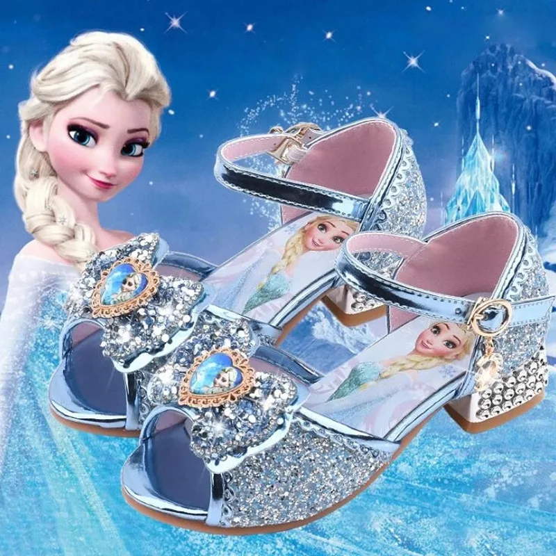 

Disney Girls Sandals Frozen 2 Elsa Princess Shoes Little Girls Crystal Shoes Children High Heels Catwalk Show Shoes