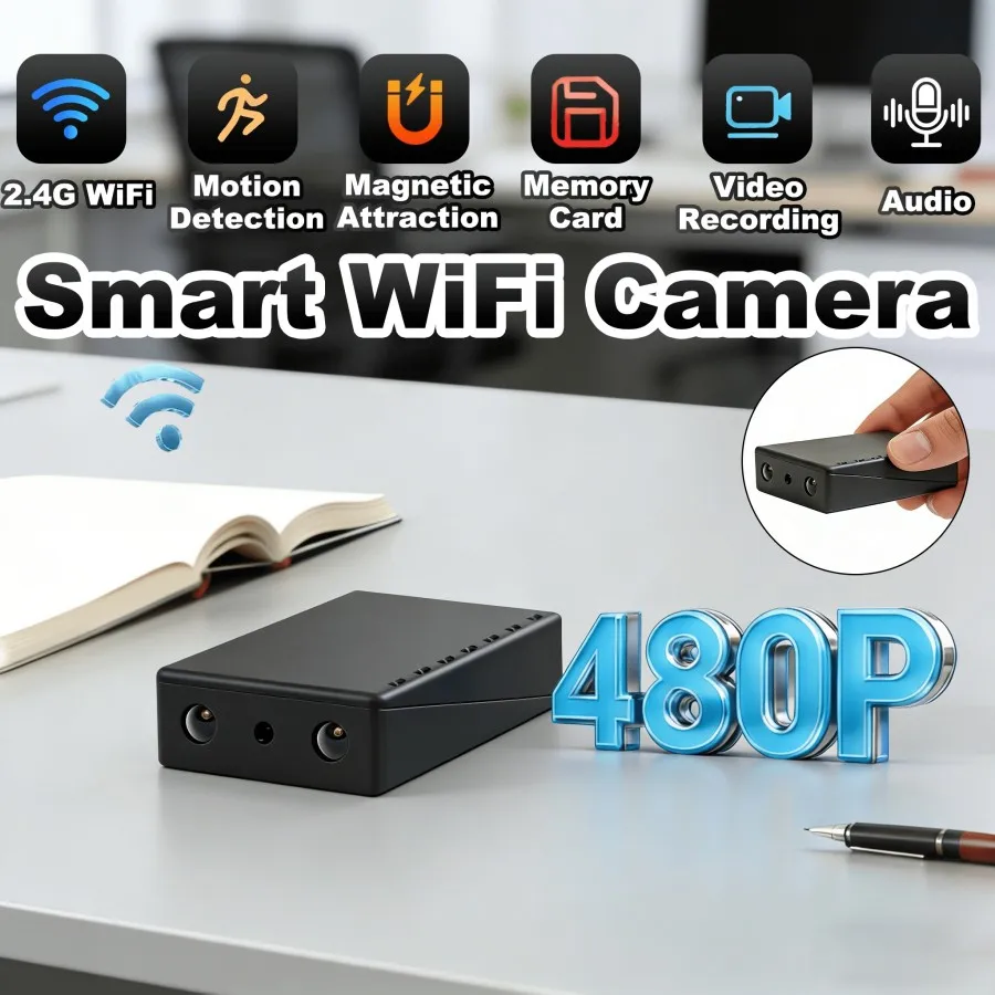 1/2pcs Smart WiFi Security Camera 480P | Remote Monitoring Via App, Night Vision Function, One-way Audio,