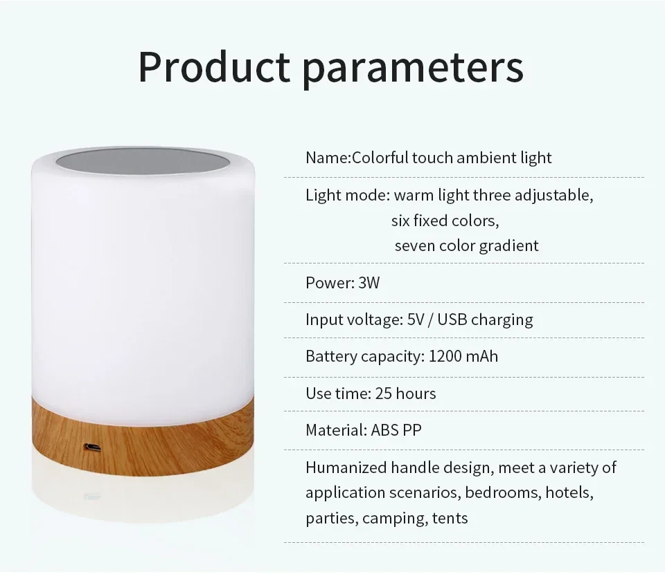 13 Color LED Changing Night Light With Remote Control RGB Touch Dimmable Lamp USB Rechargeable Table Bedside Night Lamp