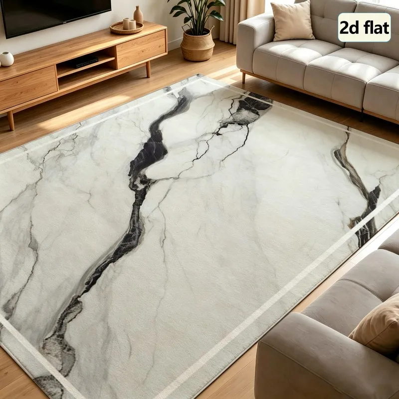 1 Piece of Marble-Patterned Carpet, Soft and Comfortable, Easy to Maintain, Machine Washable, Indoor Rug, Suitable for under Dining Tables, Farmhouses, Living Rooms, Dining Rooms, Bedrooms, Offices, Entryways, and Home Decor.