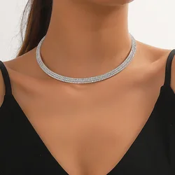 BLIJERY Elaborate Cuff Chokers Necklaces for Women Stylish 1-3 Rows Rhinestone Simulated Pearl Aesthetic Jewelry On the Neck New