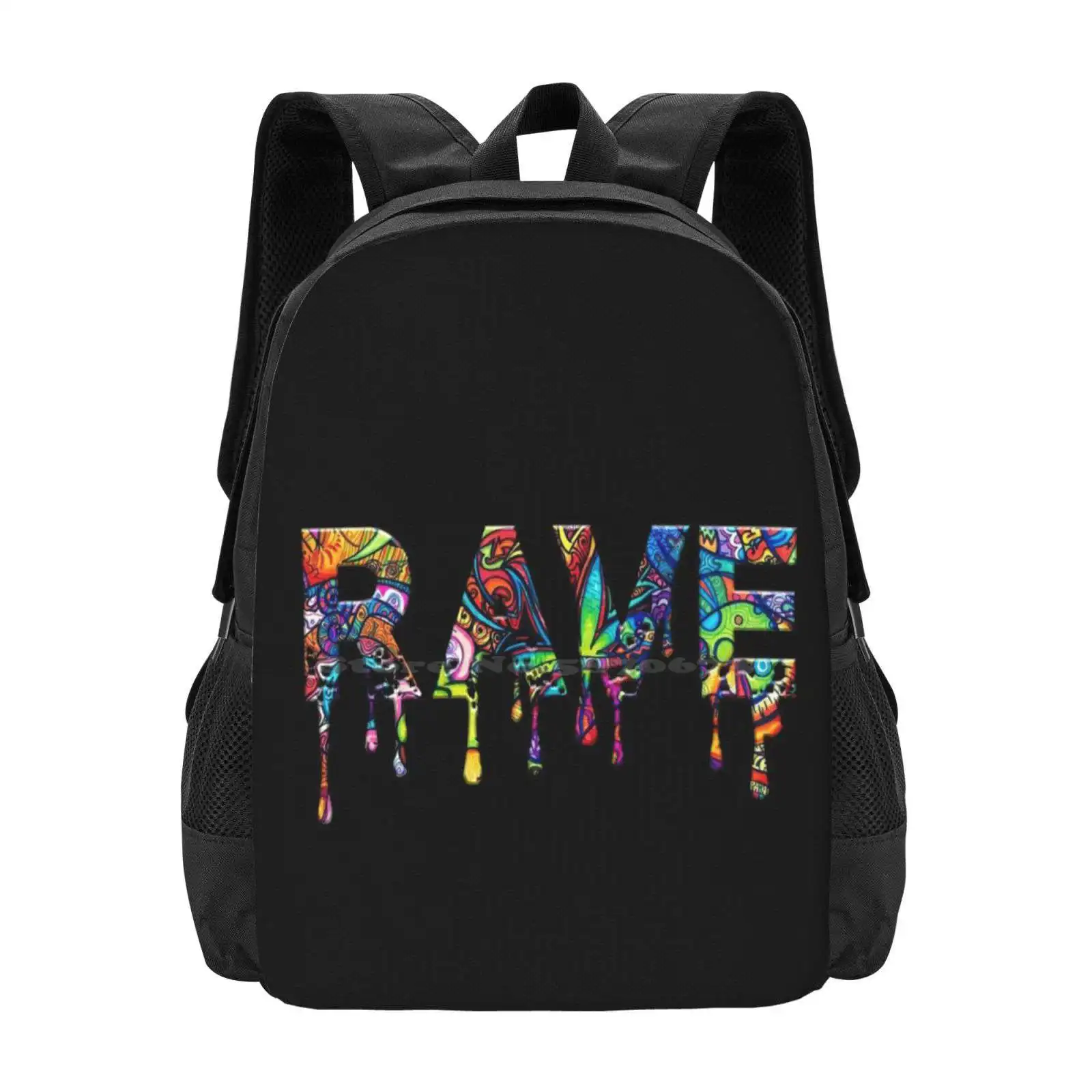 Rave Drippy Pattern Design Bagpack School Bags Rave Psychedelic Rave Trippy Drippy Hallucinations Drugs Pills Home Rave Rave