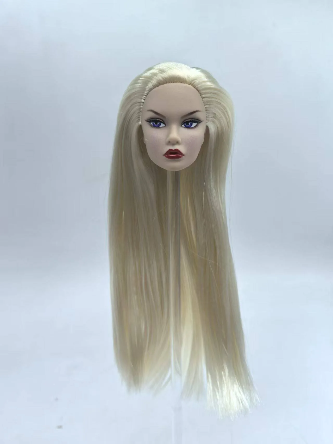1/6 Supermodel Doll Head Parts 15 Hair Colours Normal Skin With Make-up Cool Face OB Head Purple Eye/Red Lips For 30cm Doll