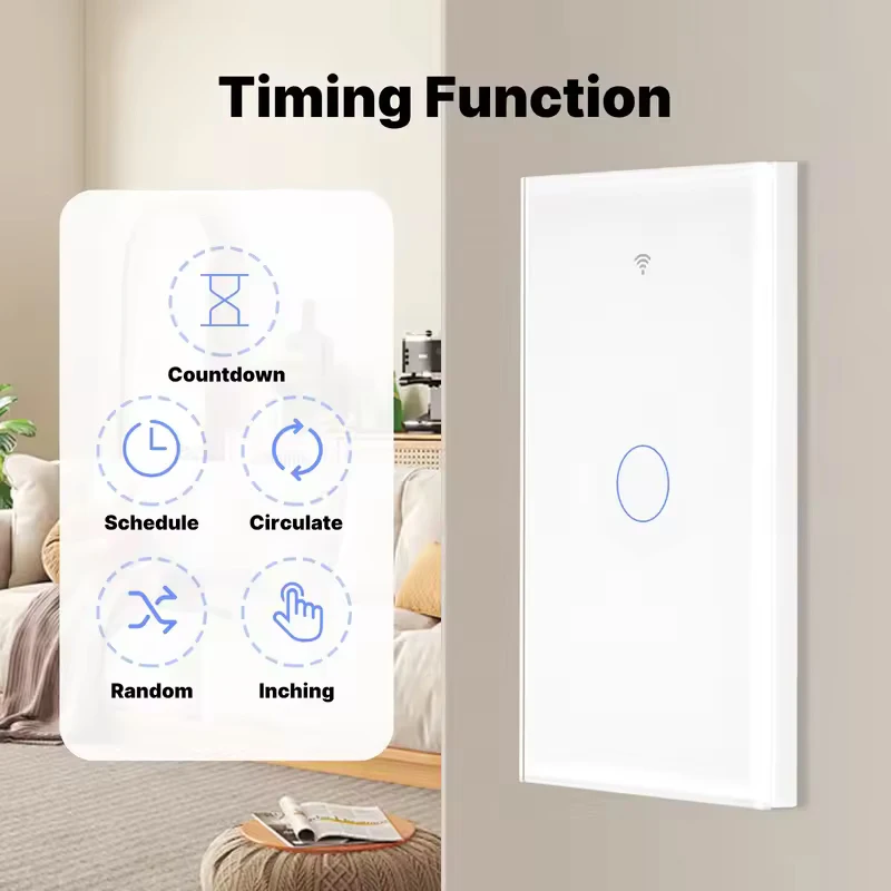 MOES Tuya Matter WiFi interruptor de luz inteligente Control táctil de vidrio cable neutro ignífugo requerido para Alexa Google Home Apple HomeKit