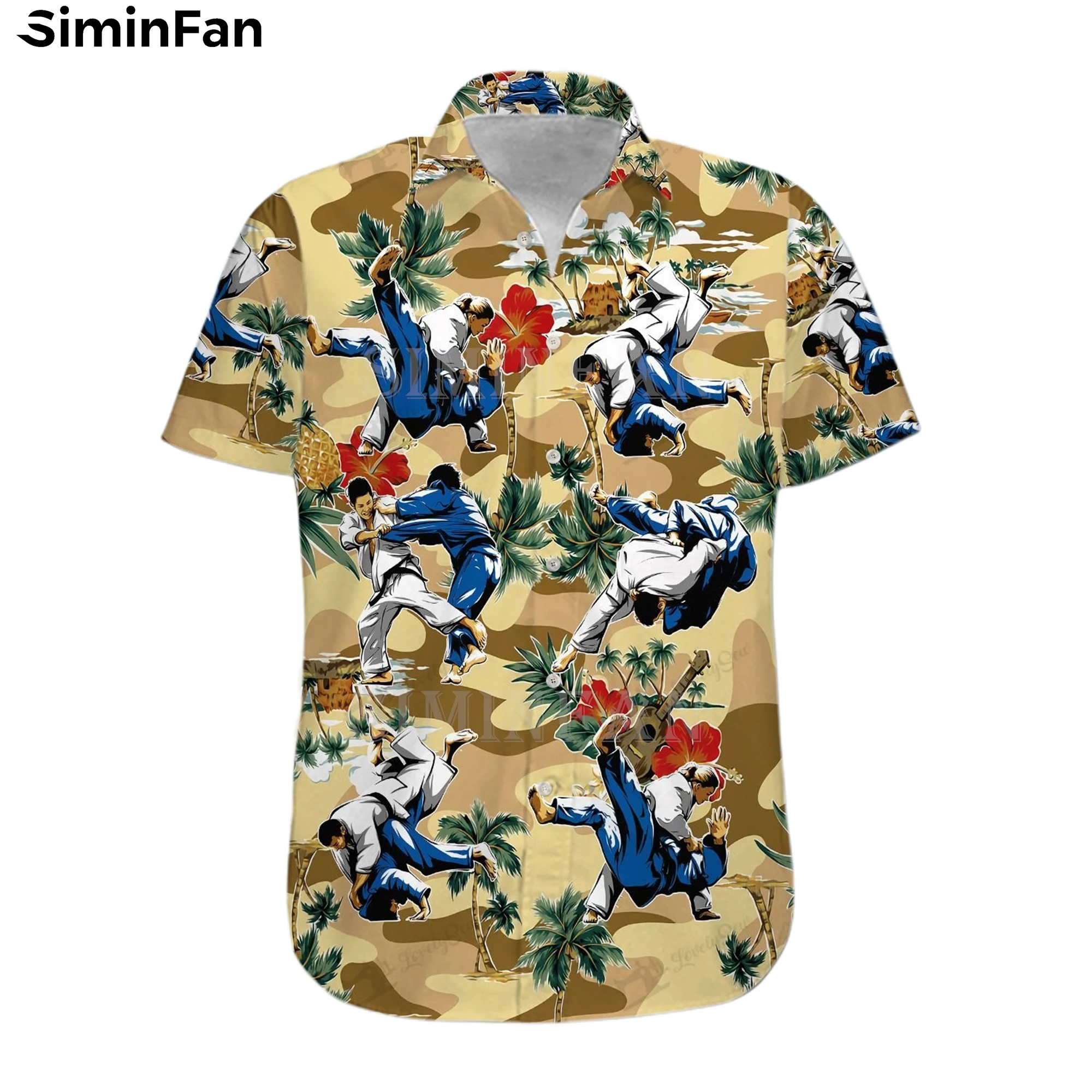 JUDO FIGHTERS Colorful 3D Printed Mens Hawaiian Aloha Shirts Male Luxury Camisa Summer Beach T-Shirt Unisex Stylish Tees Top 01